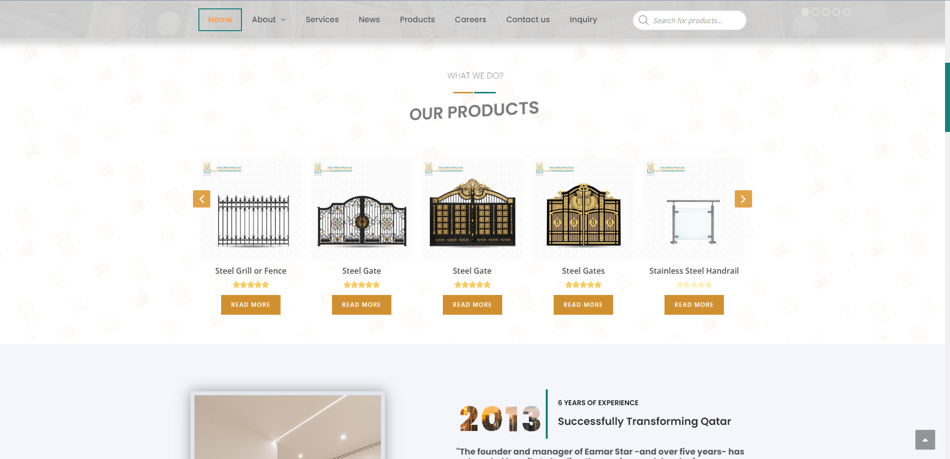 Eamar Star homepage hero and navigation