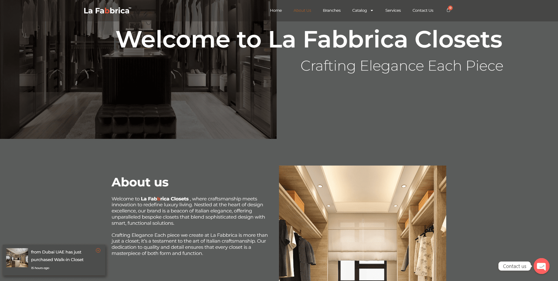 La Fabbrica product collection website screen