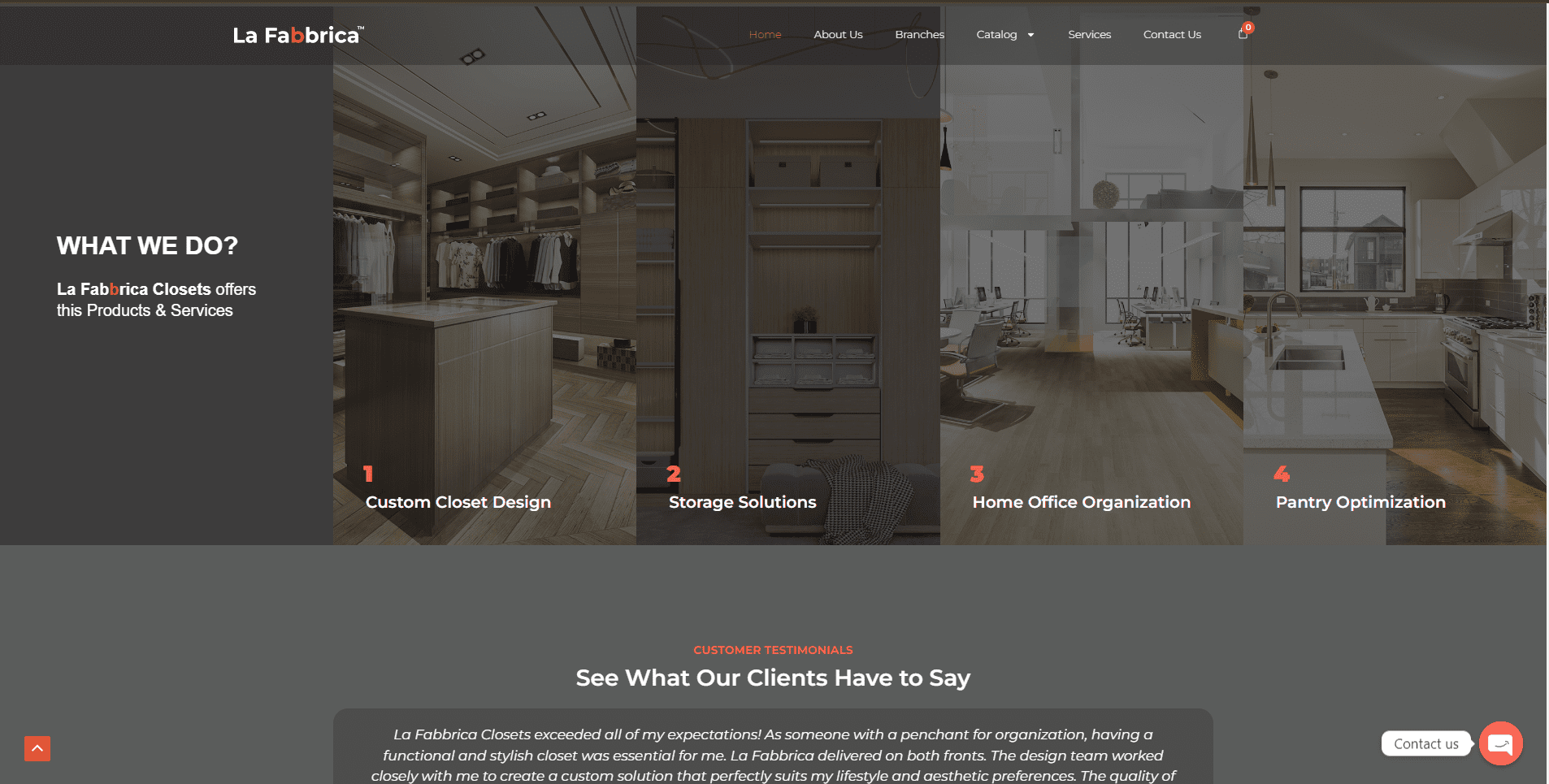 La Fabbrica services overview with four storage categories
