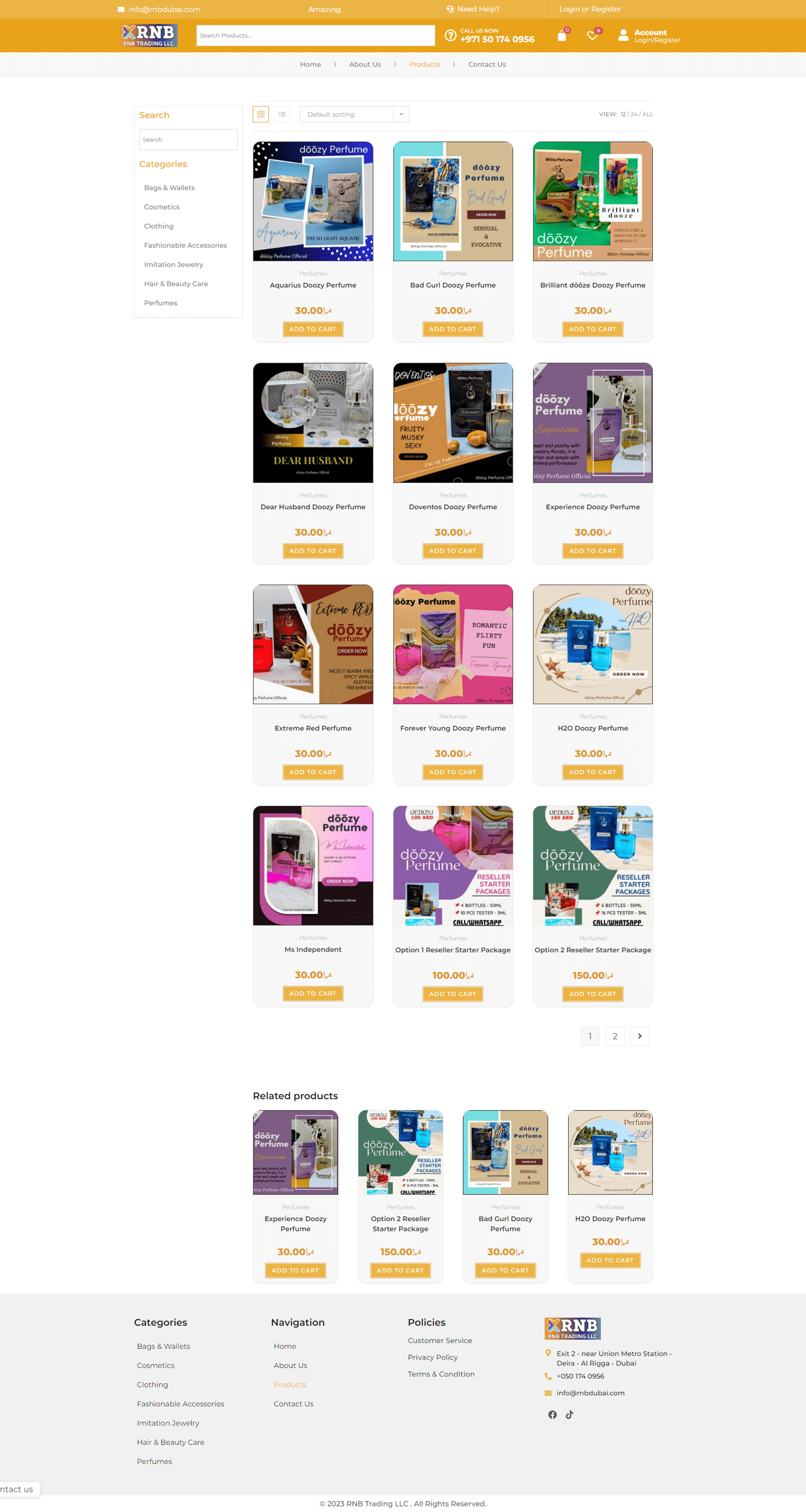 Full RNB e-commerce homepage